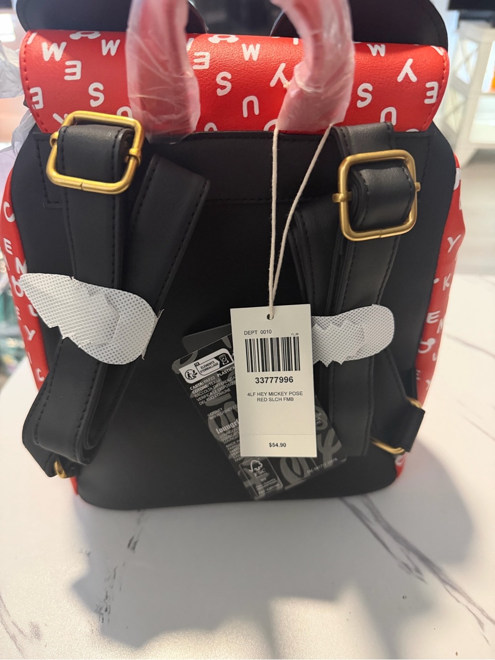 Loungefly Red & Black Mickey Mouse Mini Backpack with Ears Accent - Picture 3 of 5